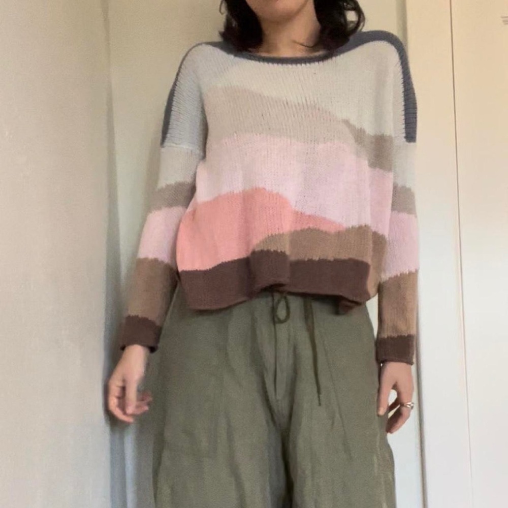 Wooden Ships Sunset Dune Knit Sweater Size XS small Boho Pullover